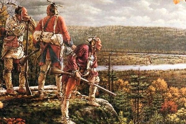 Abenakis prontos para lutar contra os ingleses.